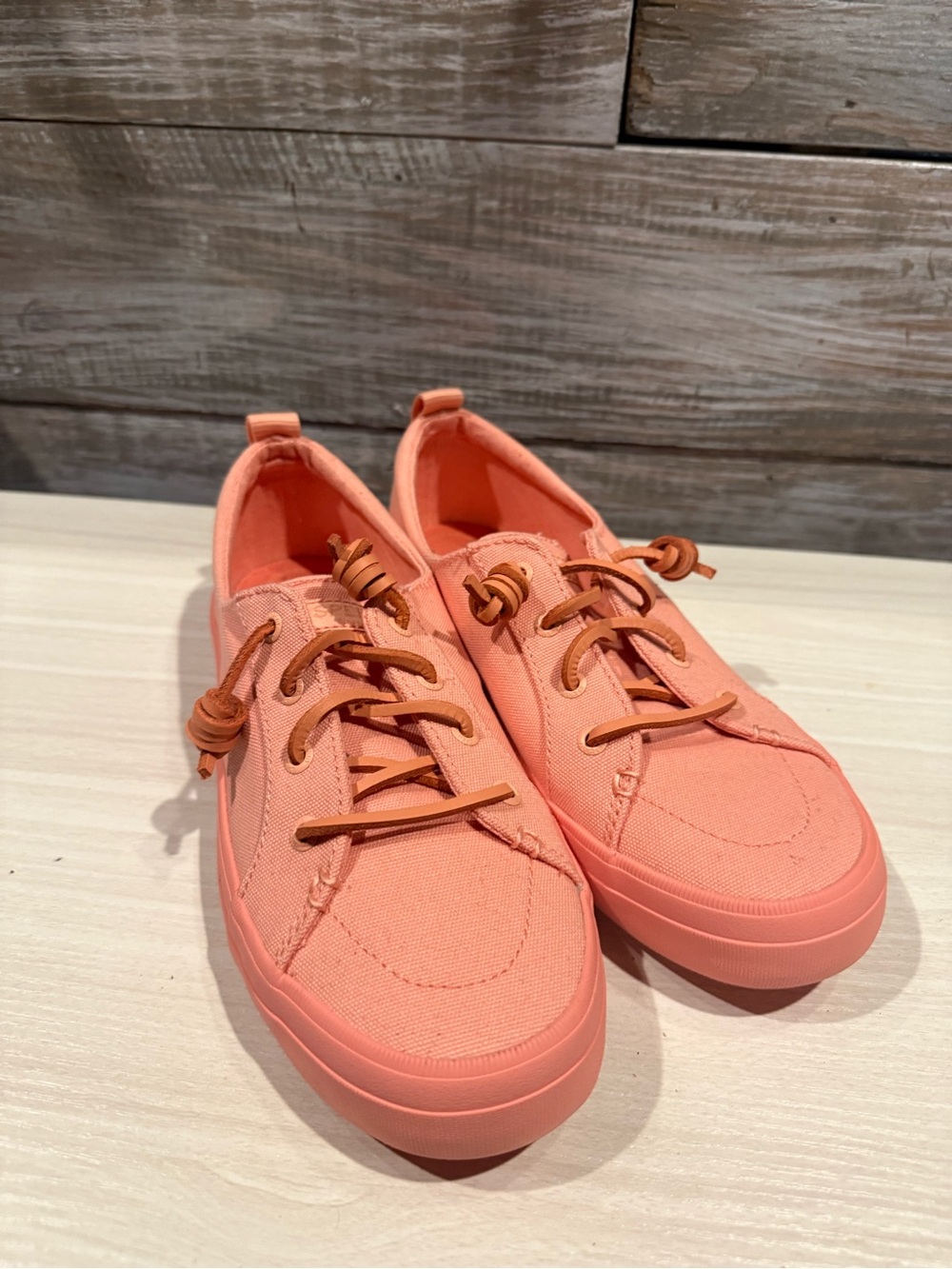 Sperry Coral Canvas Lace-Up Sneakers NWOT